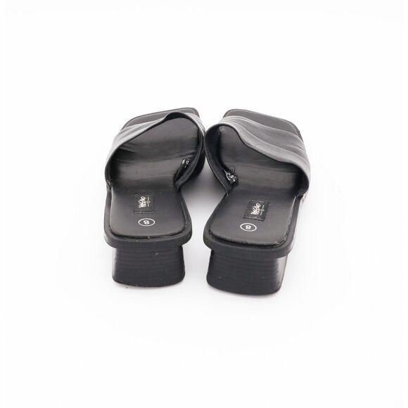 Y2k 90s Mossimo Black Leather Slides Slip-On Sandals Minimalist Size 8 - Picture 3 of 4